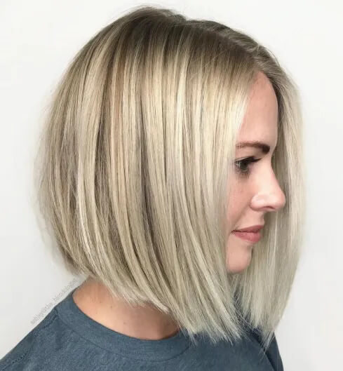 Ash Blonde A-Line Bob with Textured Ends