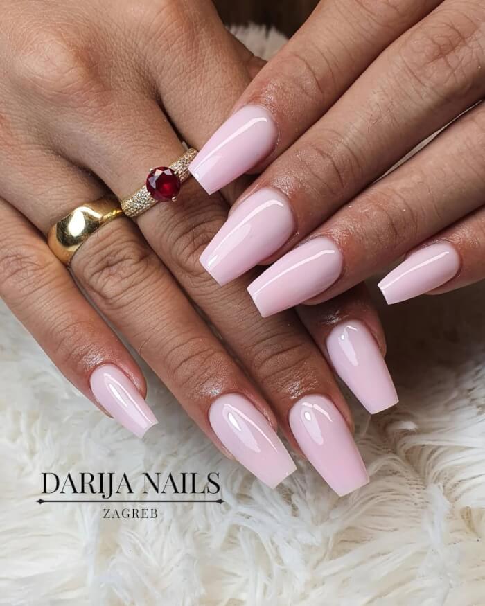 Pink Coffin Nail Art 