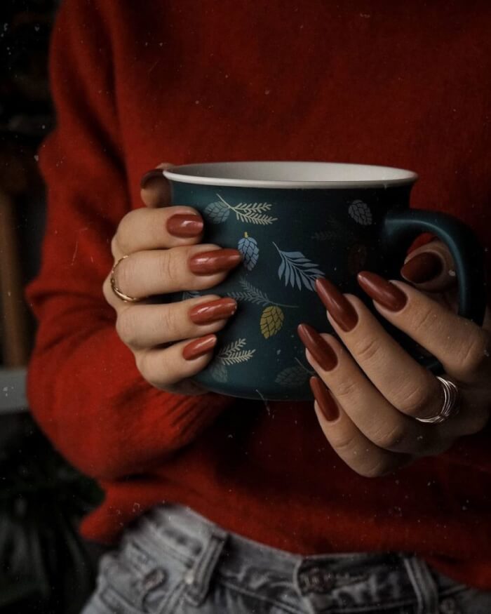 Classic Coffee Brown Nails