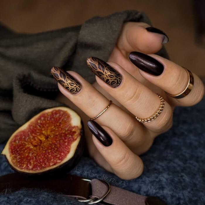 Dark Brown Fall Nails