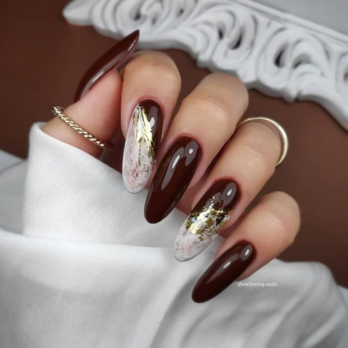 Glossy Brown Nails