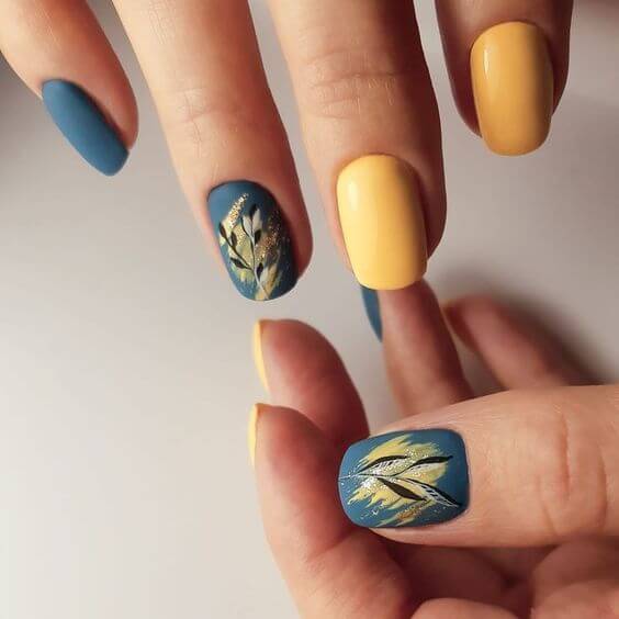 Yellow And Blue Nails