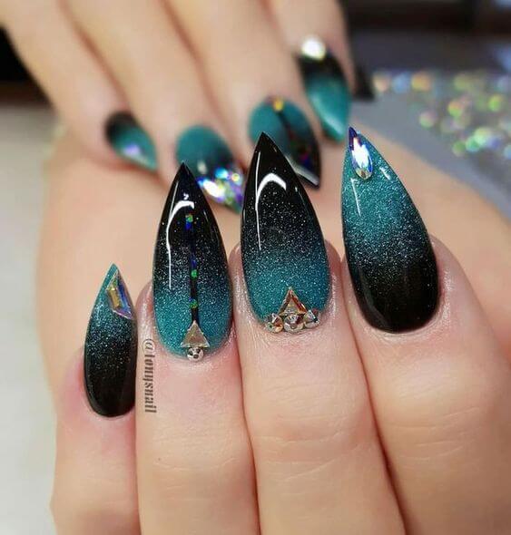 Black And Blue Nails