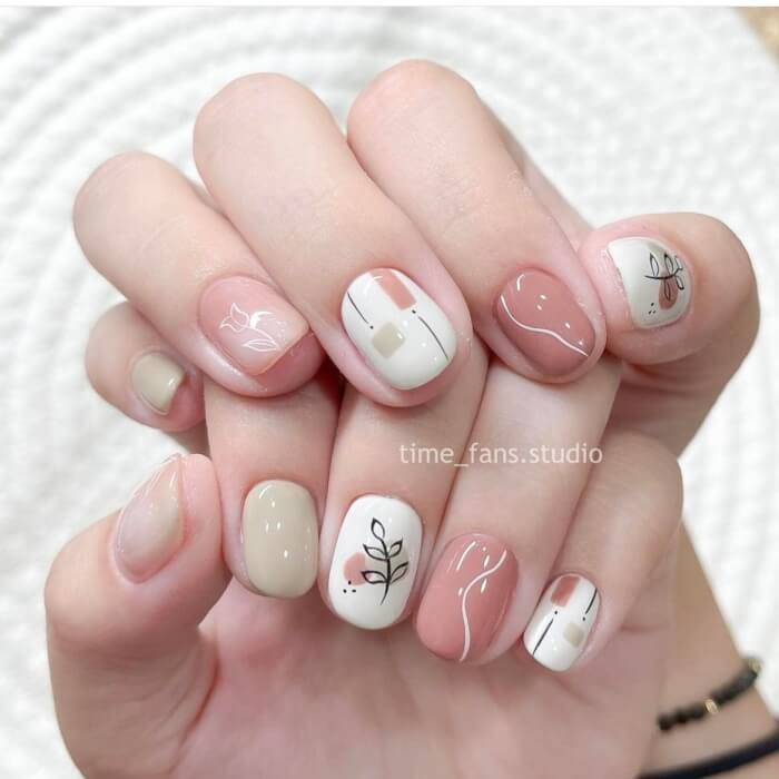 White And Pink Nails