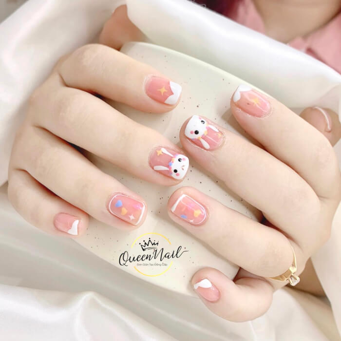 White And Pink Nails