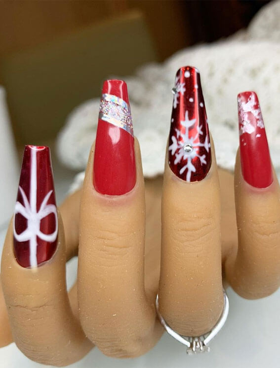 Festive Shades of Red Nails