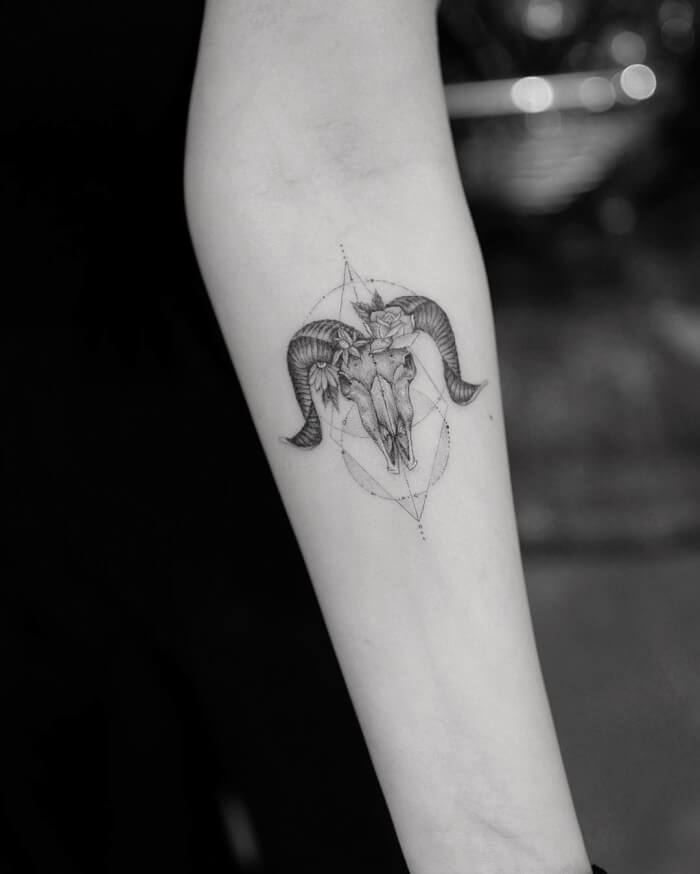 Capricorn Skull Tattoo
