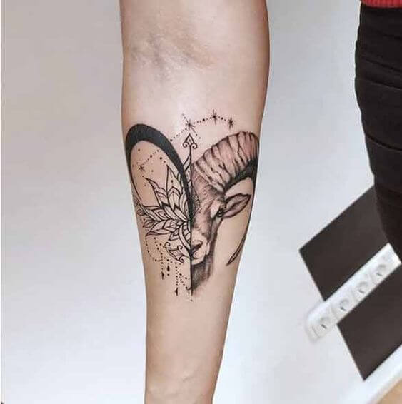 Capricorn Flower Tattoo
