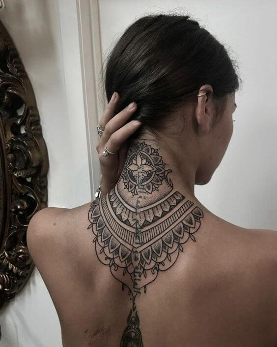 Mandala Tattoo Back Of Neck