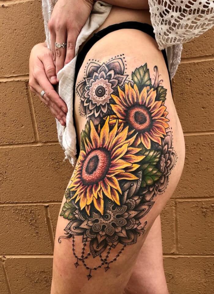 Sunflower Mandala Tattoo