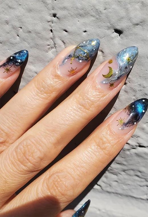 Universe-Inspired Star Nails