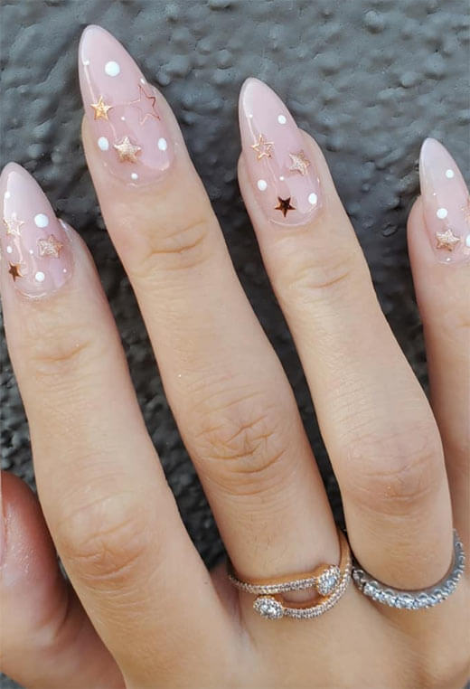 Rose Gold Star Nail Art