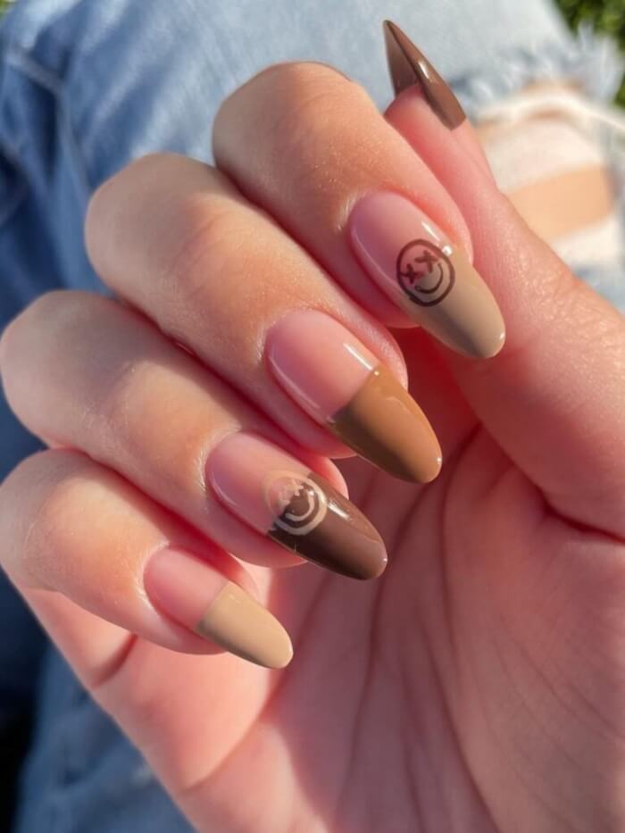 Half-Dip Nails With Smiley Faces 