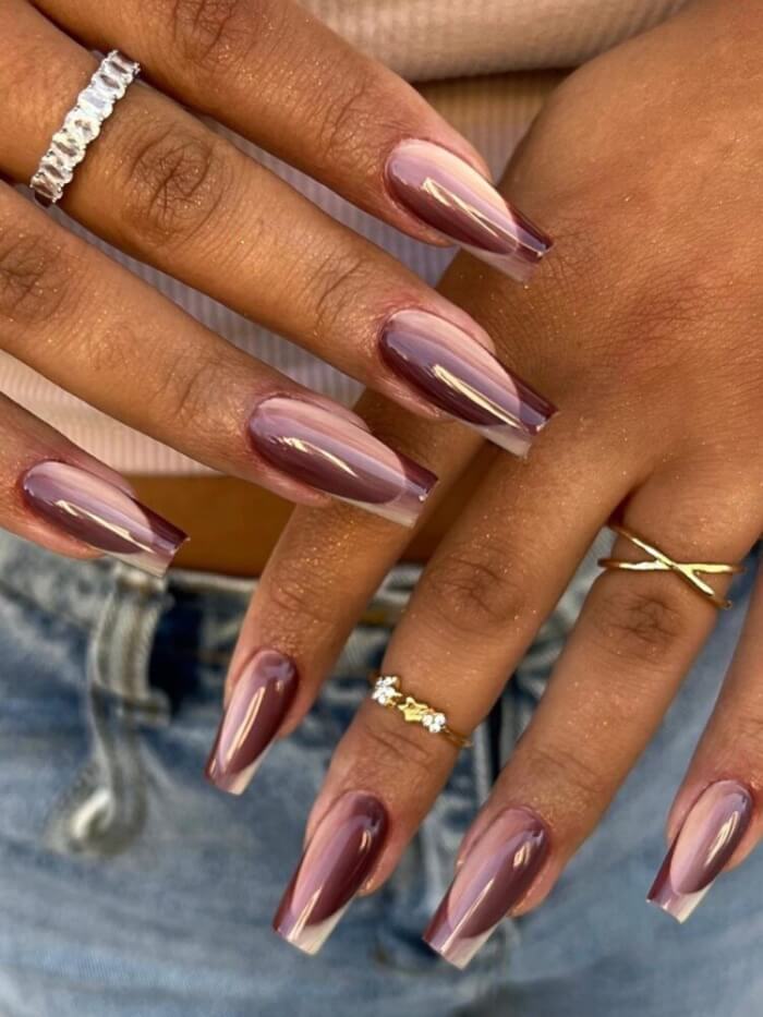 Brown Vertical Ombre Nails With a Twist 