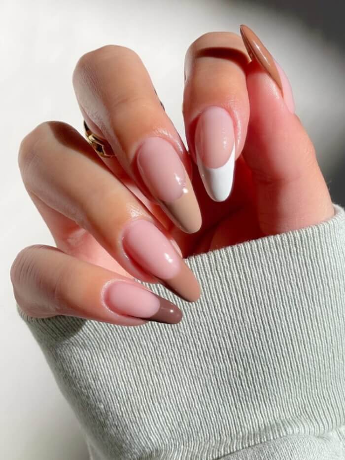 Brown Vertical Ombre French Tips 
