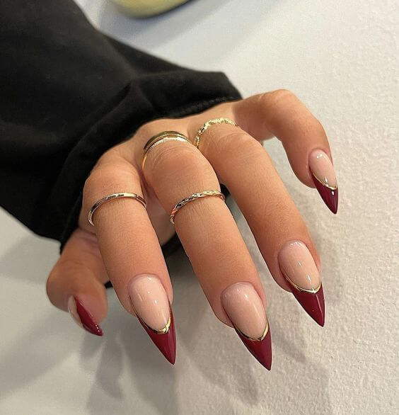 Red Stiletto Nails French Tip