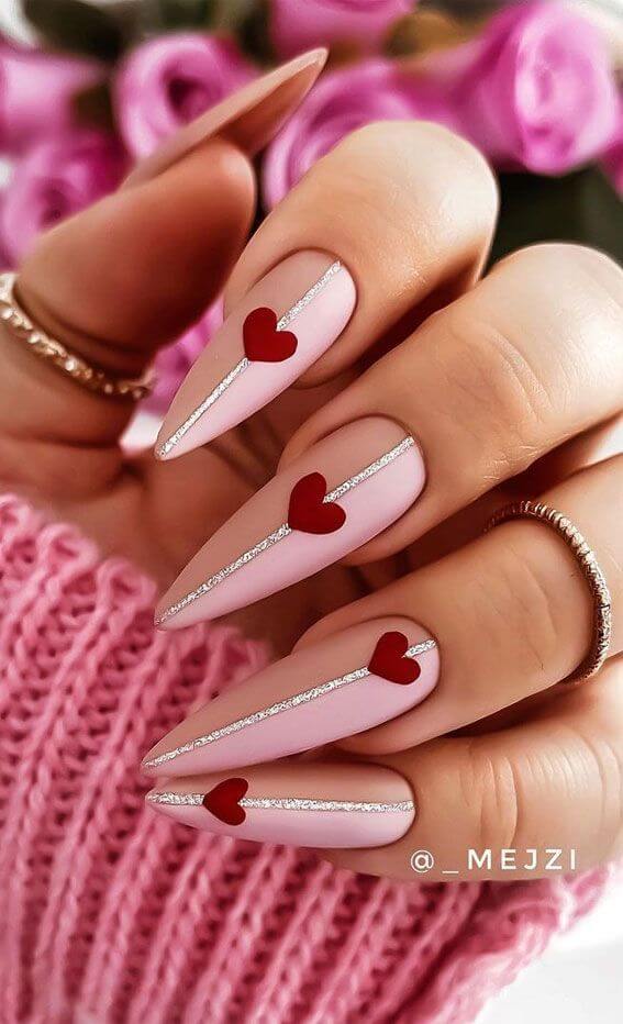 Pink And Red Stiletto Nails