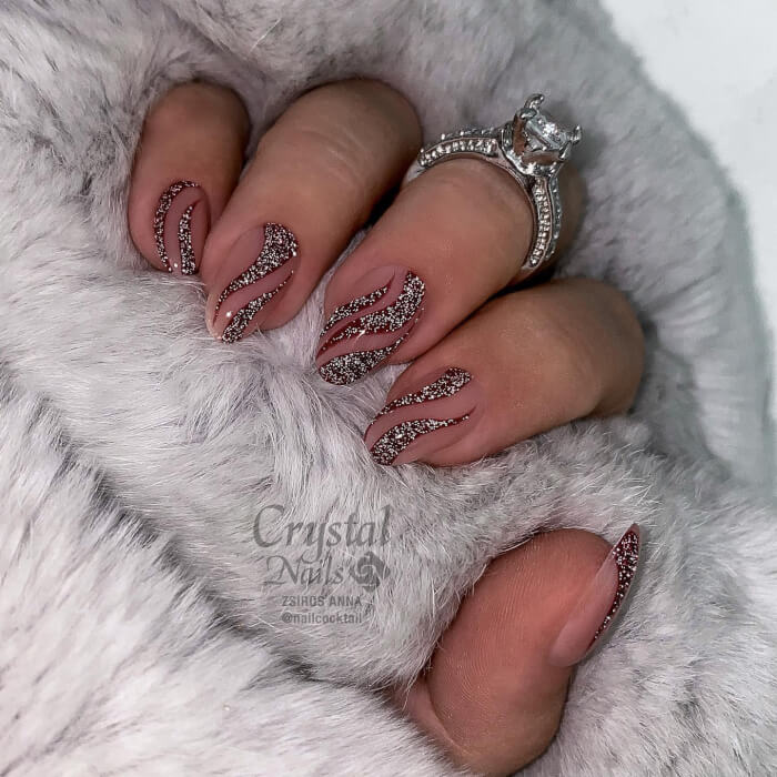 Burgundy And Silver Nails 