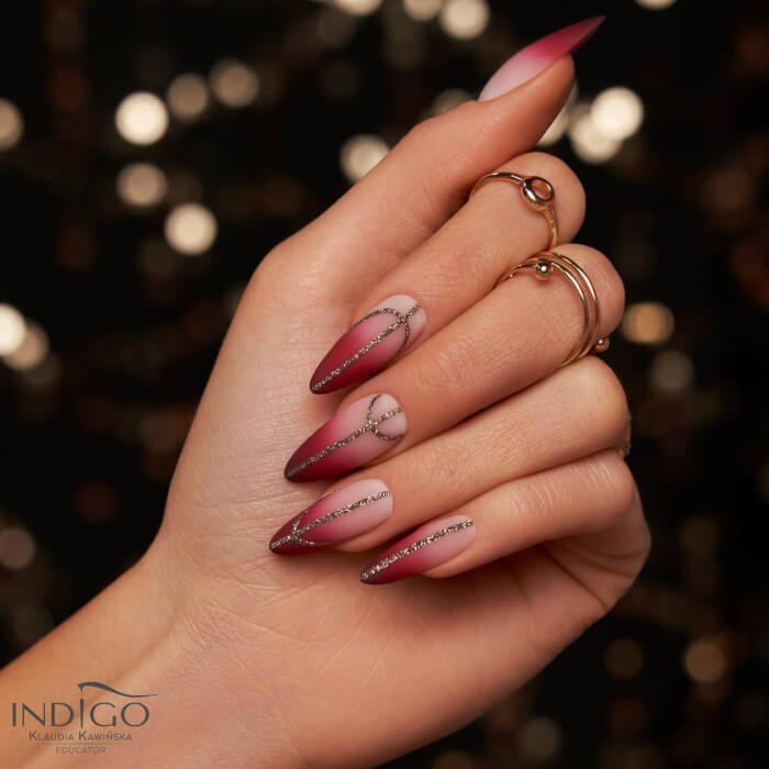 Ombre Burgundy Nails 