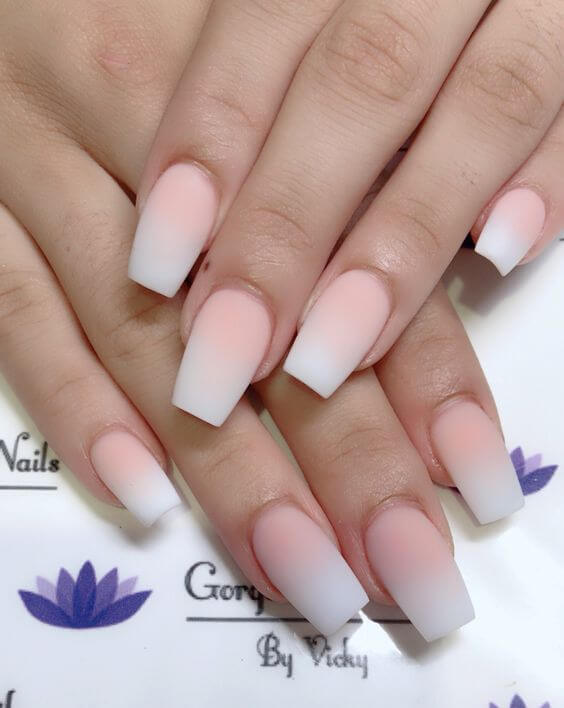 Ombre Pink And White Nails