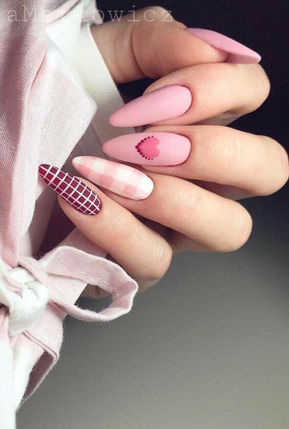 Pink And White Nails Almond