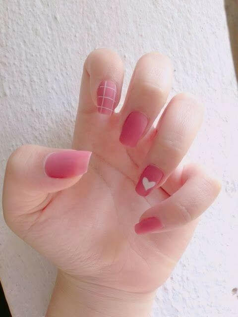 Simple Pink And White Nails