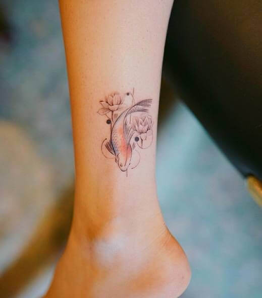 Small Koi Tattoo Ankle