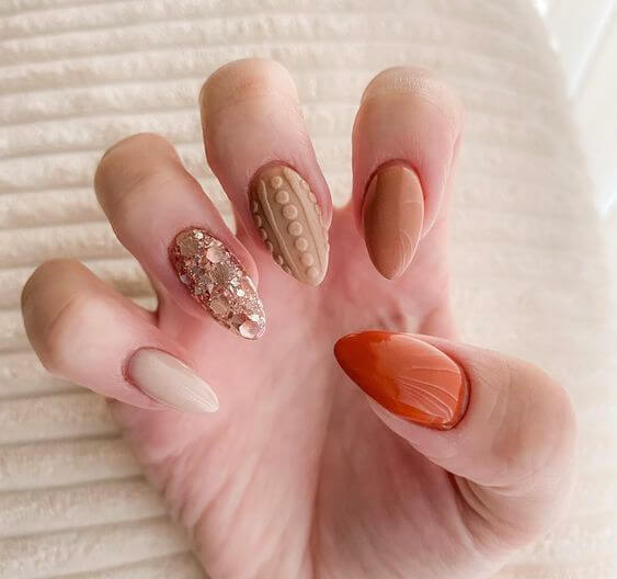 Almond Brown Acrylic Nails