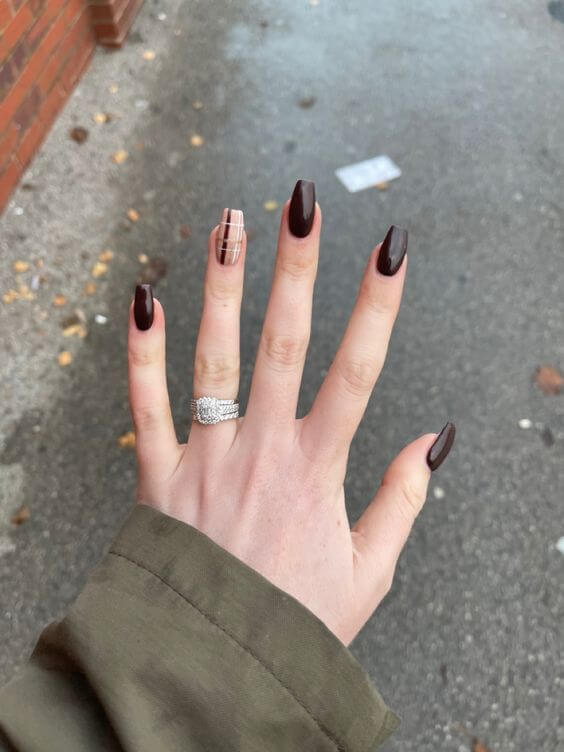 Simple Brown Acrylic Nails