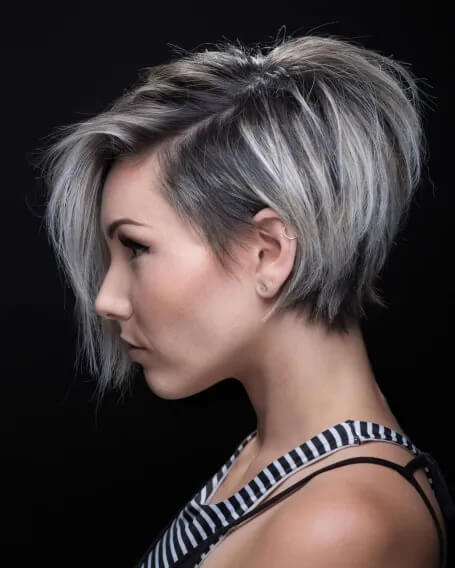 Stacked Pixie-Bob with Long Bangs
