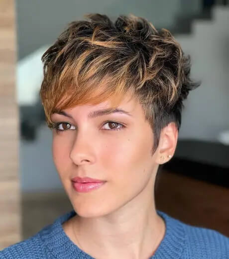 Edgy Pixie Cut with Copper Highlights
