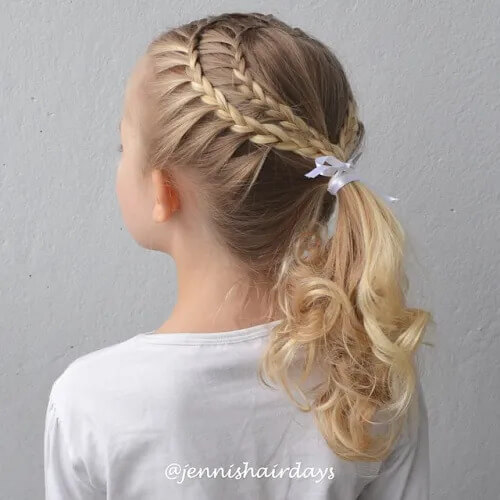 Heart Braid with Curled Ponytail