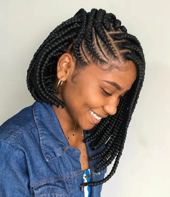 Braided Bob with Two Types of Braids