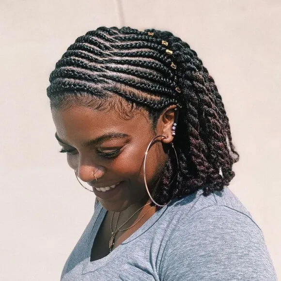 Cornrow Braids with Twisted Ends