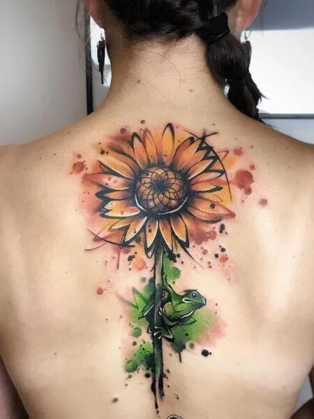 Watercolor Sunflower Tattoo