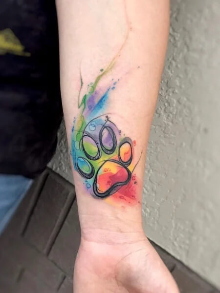 Watercolor Paw Print Tattoo