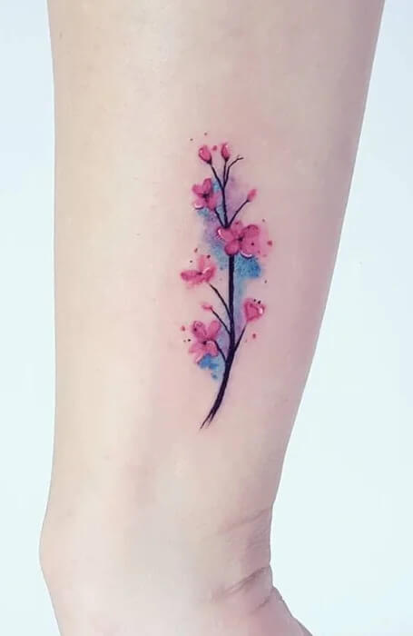 Watercolor Cherry Blossom Tattoo