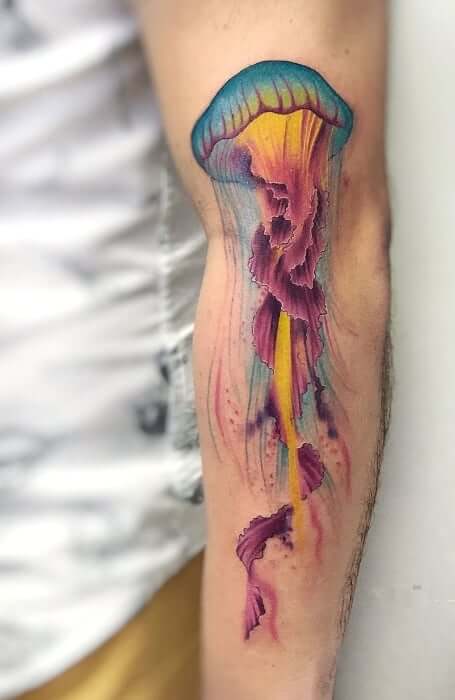 Watercolor Jellyfish Tattoo