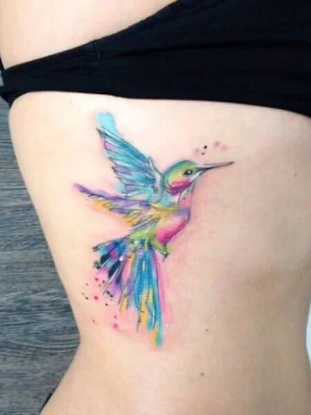 Watercolor Hummingbird Tattoo