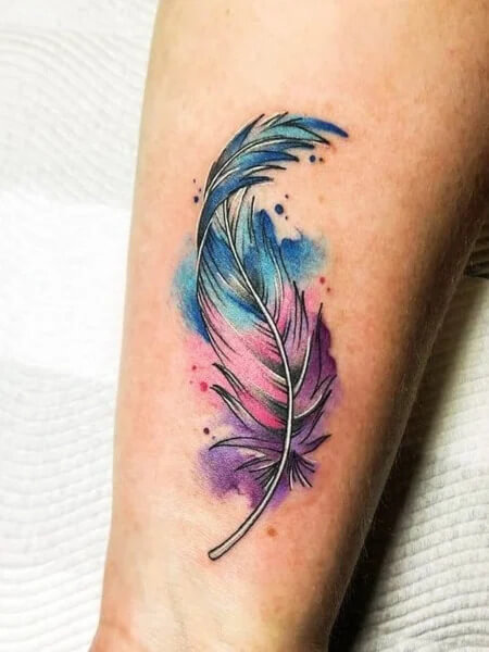 Watercolor Feather Tattoo