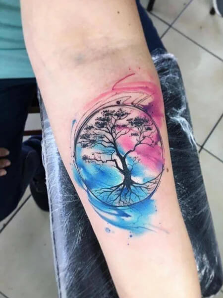 Watercolor Tree Tattoo