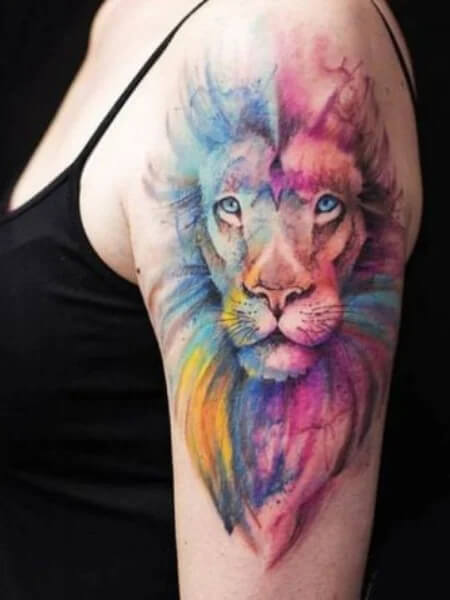 Watercolor Lion Tattoo