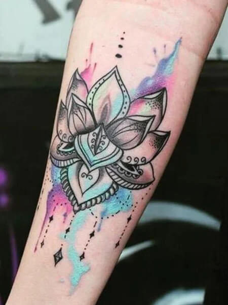 Watercolor Lotus Tattoo