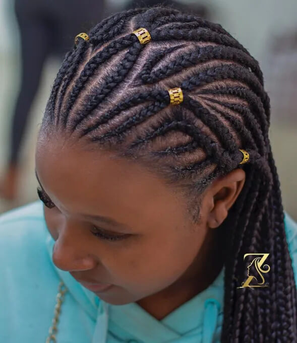 Intricate Ghana Braids with Hair Cuffs