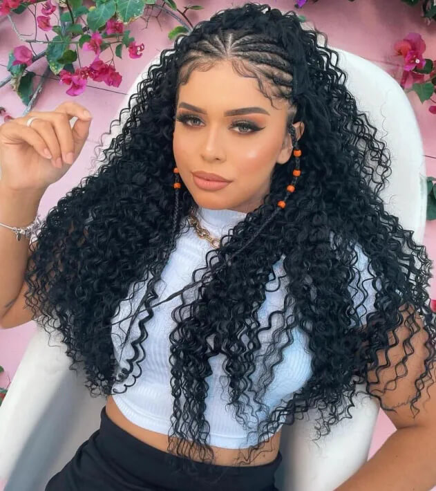 Half Up Ghana Braids and Perfect Curls