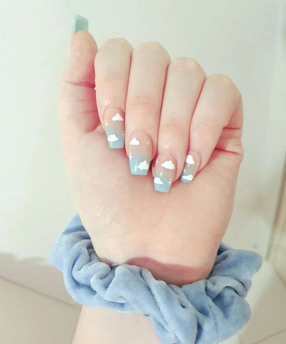 Cloud And Star Nails