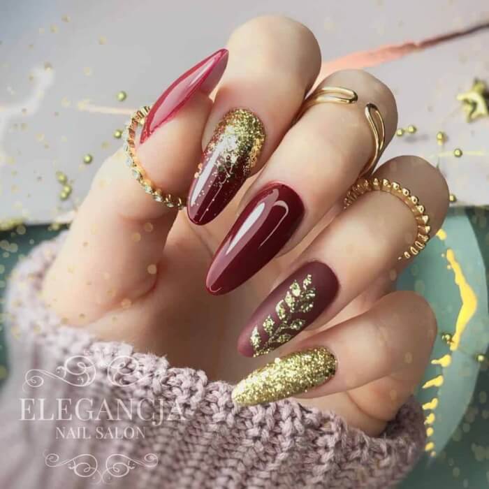 Red & Gold Nails