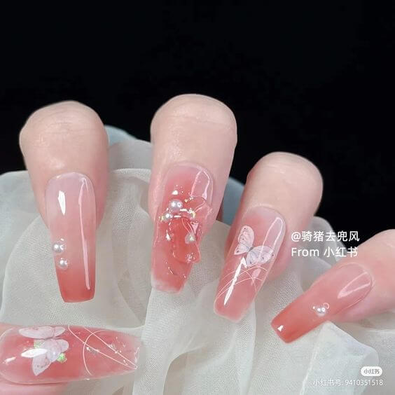 Ombre Nail Designs With Rhinestones