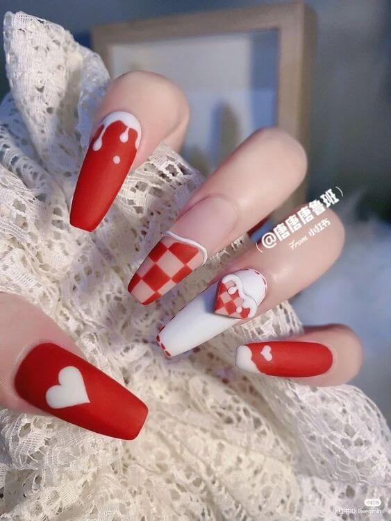 Red And White Acrylic Nails
