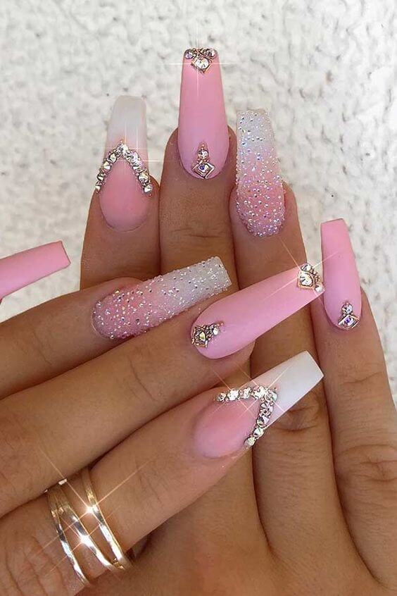 Pink and White Ombre Nails 